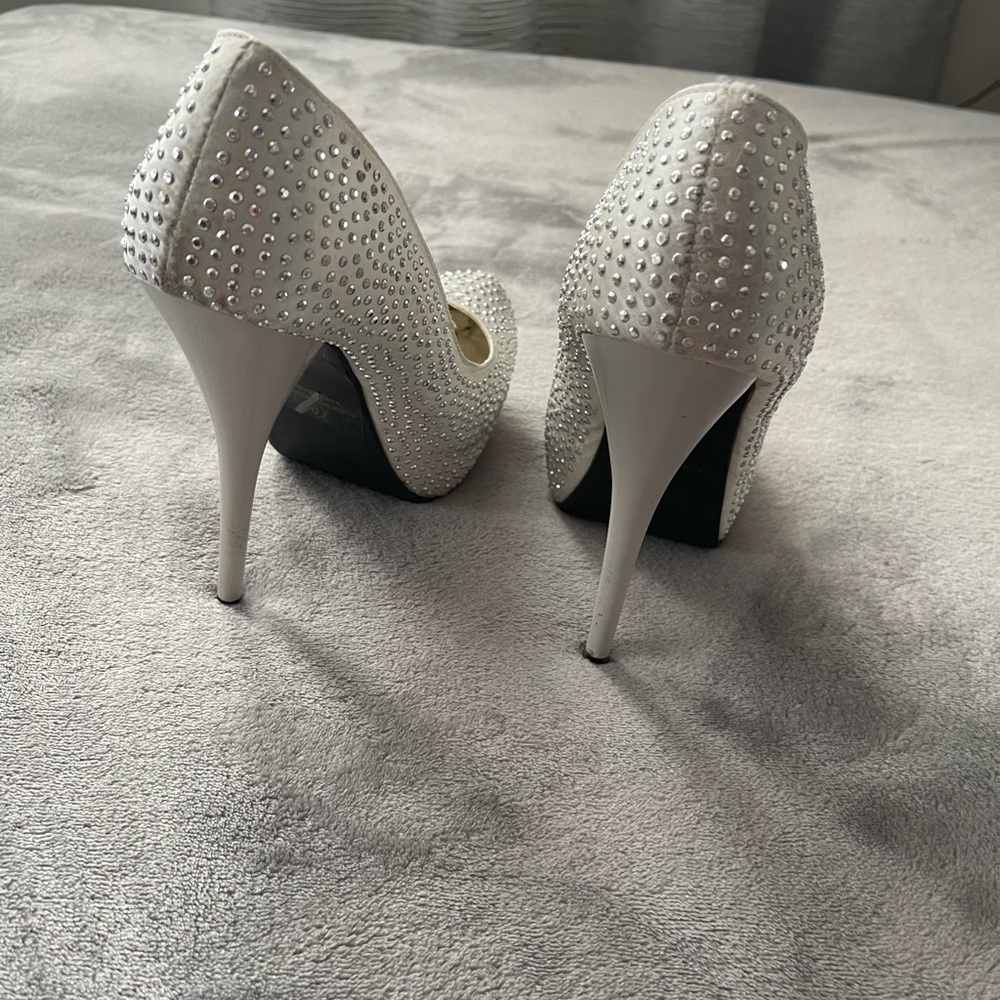 Super cute white sparkles high heels